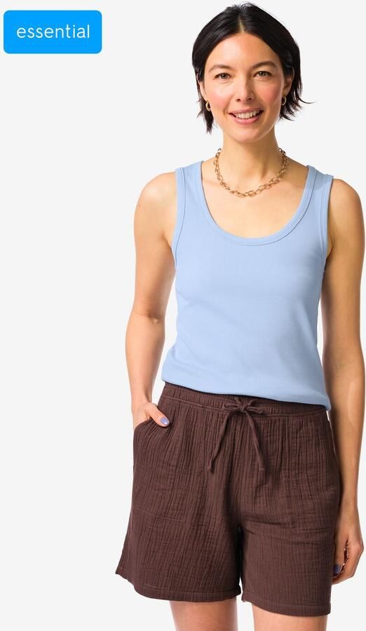 HEMA Damessinglet Anouk Rib Lichtblauw (lichtblauw)