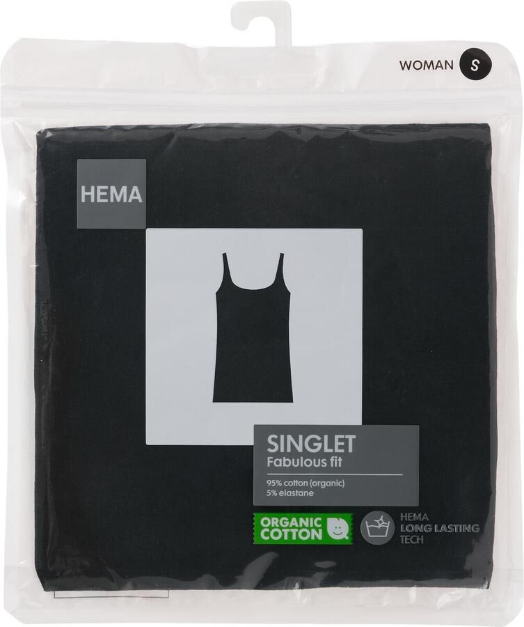HEMA Damessinglet Biologisch Katoen Zwart (zwart)