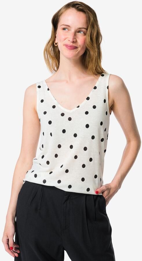 HEMA Damessinglet Carry Stippen Wit zwart (wit zwart)