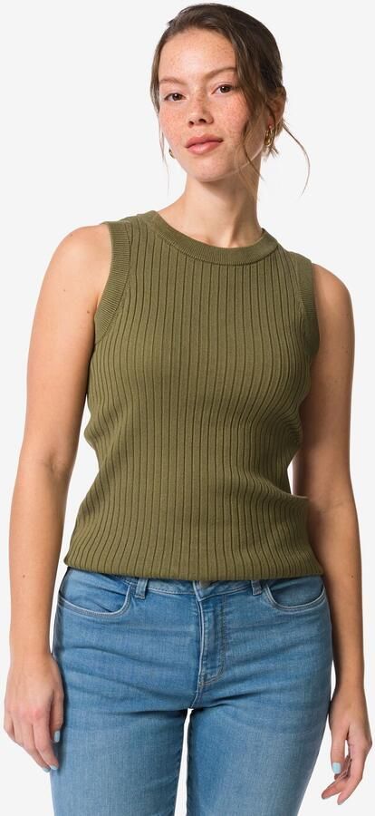 HEMA Damessinglet Frida Rib Groen (groen) - Foto 2