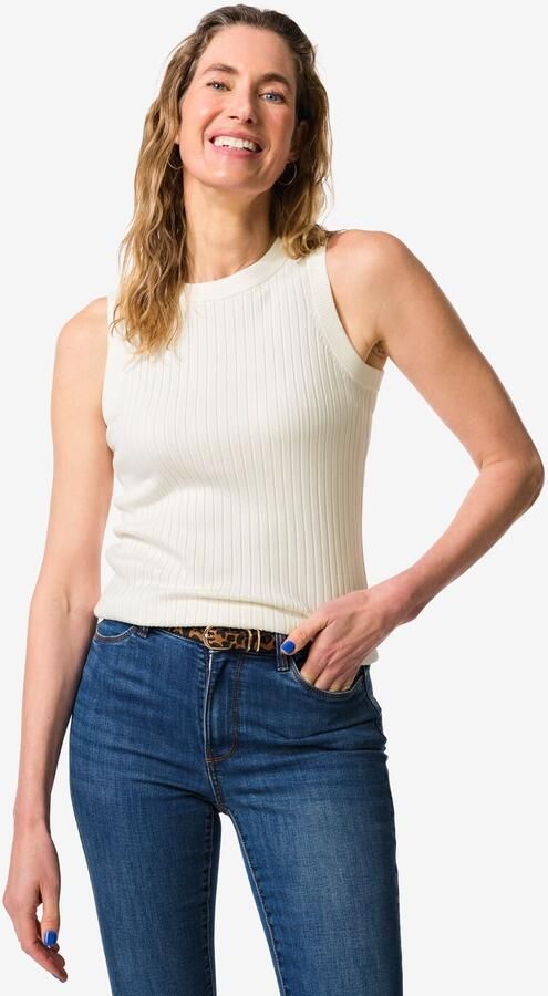HEMA Damessinglet Frida Rib Wit (wit)