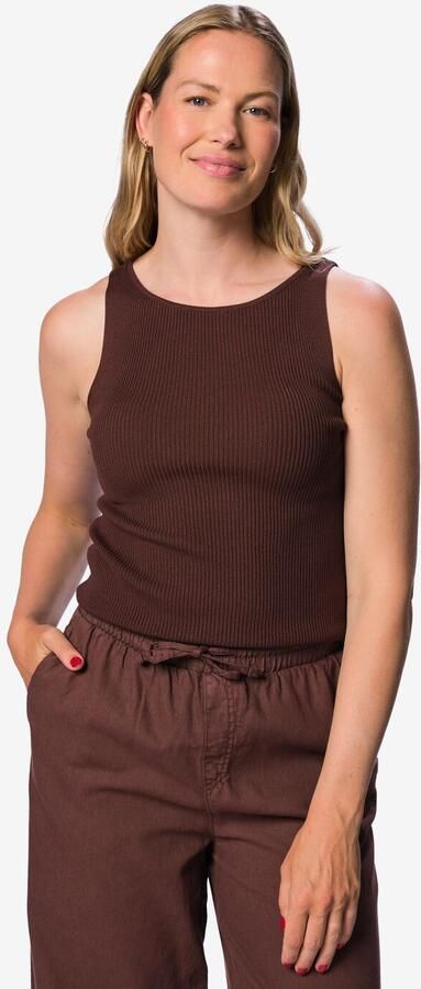 HEMA Damessinglet Rita Rib Bruin (bruin)
