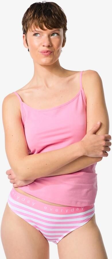 HEMA Damesslip Katoen Everyday Tailleband Strepen Roze (roze)
