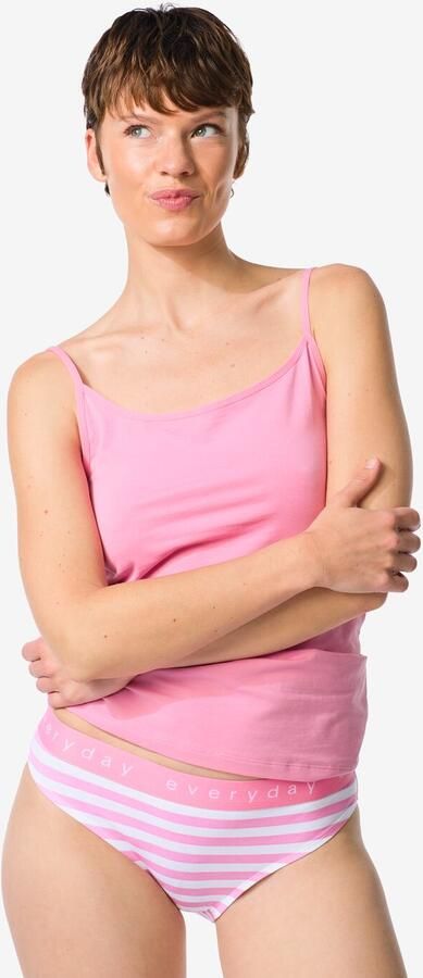 HEMA Damesslip Katoen Everyday Tailleband Strepen Roze (roze)