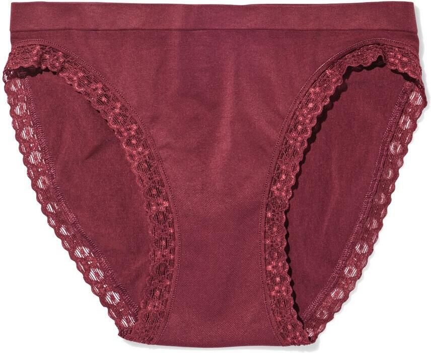 HEMA Damesslip Naadloos Micro Met Kant Bordeauxrood (bordeauxrood) - Foto 3