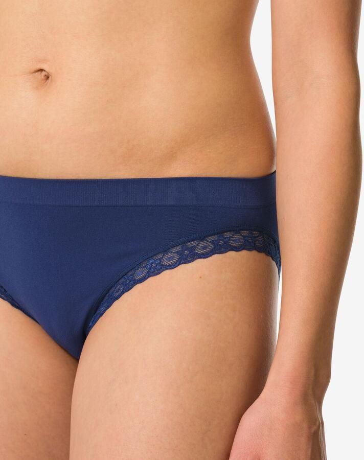 HEMA Damesslip Naadloos Micro Met Kant Donkerblauw (donkerblauw) - Foto 2