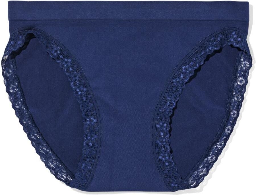 HEMA Damesslip Naadloos Micro Met Kant Donkerblauw (donkerblauw)