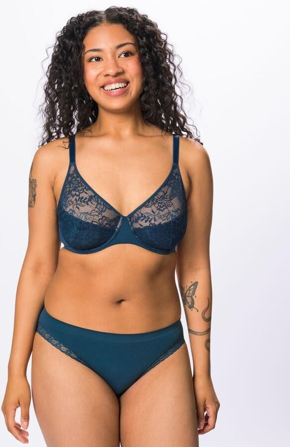 HEMA Damesslip Naadloos Micro Met Kant Donkerblauw (donkerblauw) - Foto 2