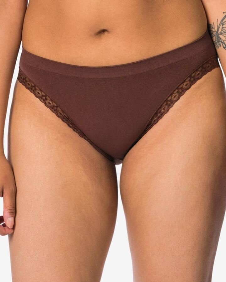HEMA Damesslip Naadloos Micro Met Kant Donkerbruin (donkerbruin)