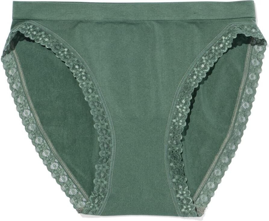 HEMA Damesslip Naadloos Micro Met Kant Donkergroen (donkergroen)