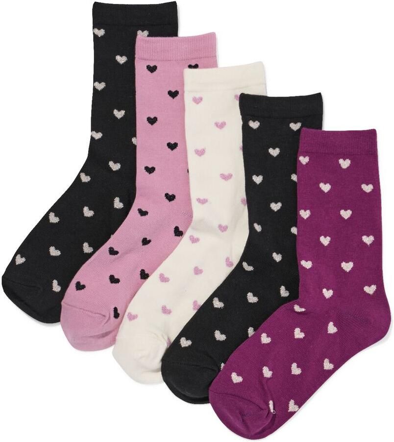 HEMA Damessokken Hartjes 5 Paar Zwart (zwart) - Foto 2