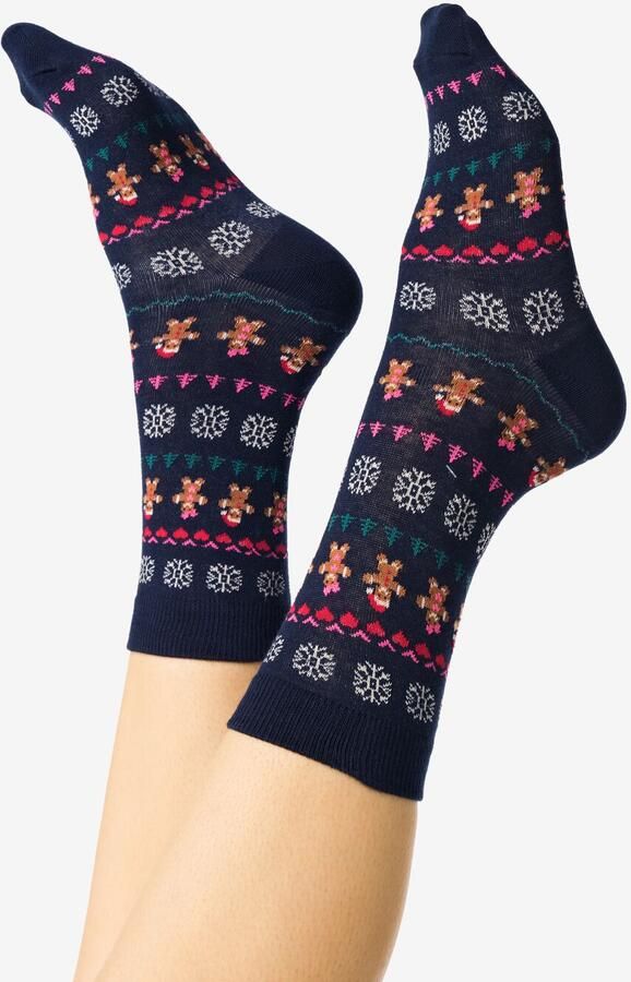 HEMA Damessokken Kerst Donkerblauw (donkerblauw)