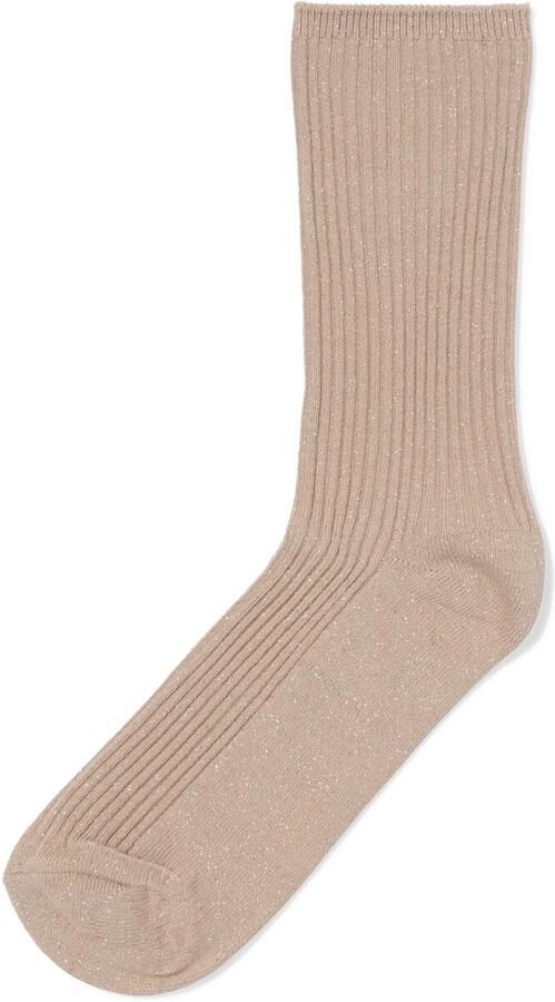 HEMA Damessokken Rib Glitter Beige (beige) - Foto 2