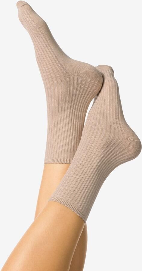 HEMA Damessokken Rib Glitter Beige (beige)