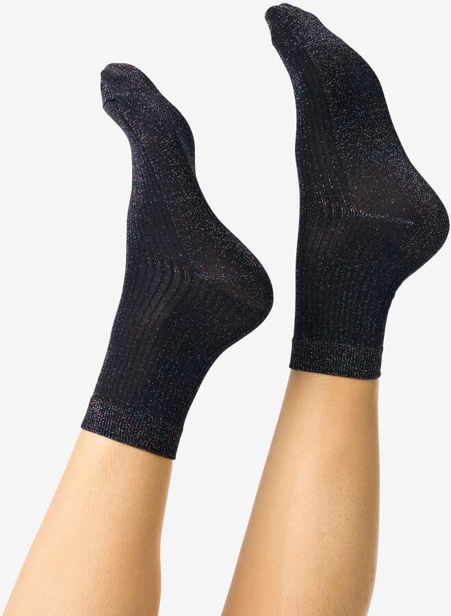 HEMA Damessokken Rib Glitter Zwart (zwart)