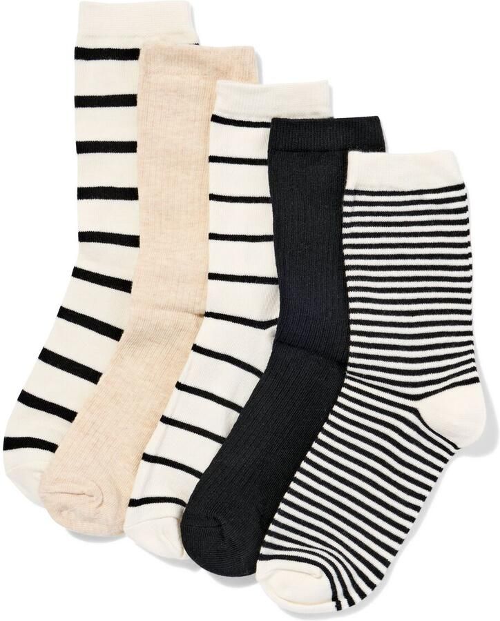 HEMA Damessokken Strepen 5 Paar Beige (beige) - Foto 2