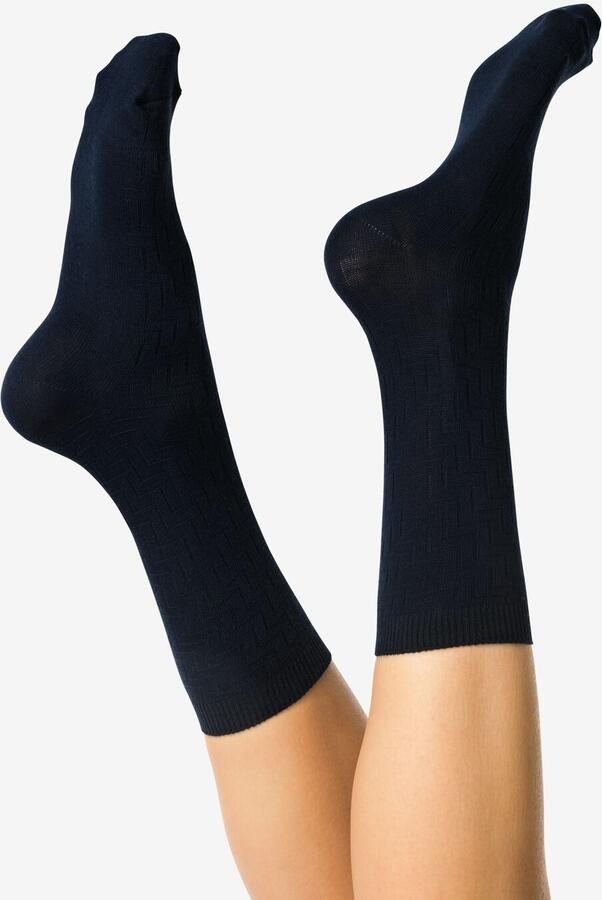HEMA Damessokken Structuur Donkerblauw (donkerblauw)