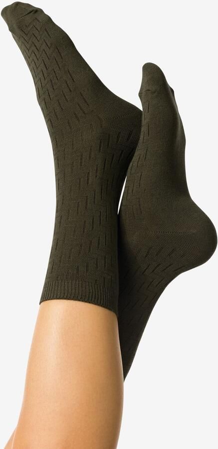 HEMA Damessokken Structuur Donkergroen (donkergroen) - Foto 1