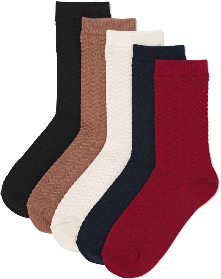 HEMA Damessokken Zigzag 5 Paar Donkerrood (donkerrood)