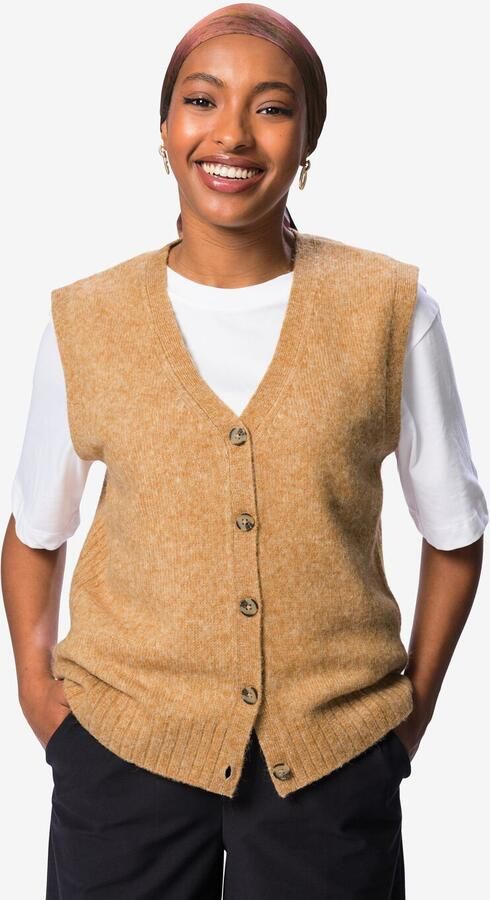 HEMA Damesspencer Hajar Fijngebreid Beige (beige)