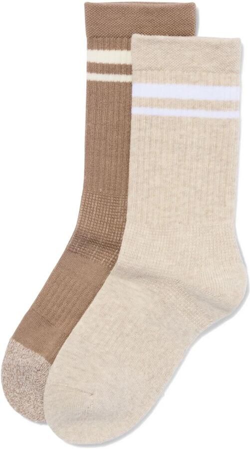 HEMA Damessportsokken Strepen 2 Paar Beige