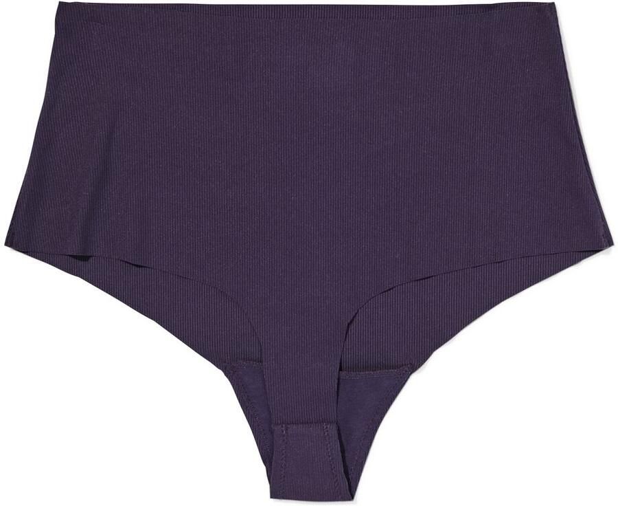 HEMA Damesstring Hoge Taille Micro Rib Ultimate Comfort Donkerpaars (donkerpaars)