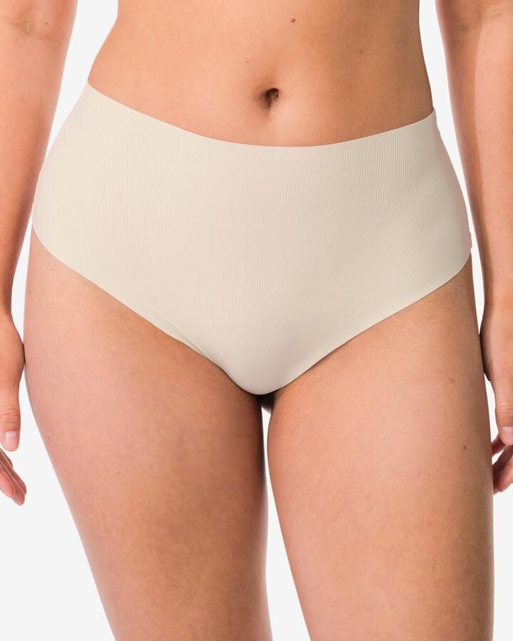 HEMA Damesstring Hoge Taille Micro Rib Ultimate Comfort Naturel (naturel)