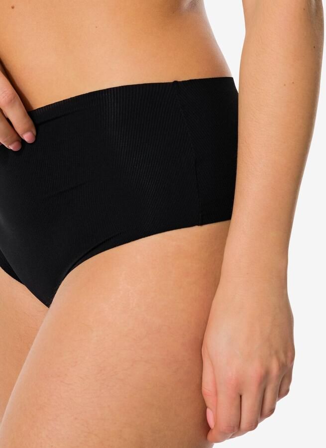 HEMA Damesstring Hoge Taille Micro Rib Ultimate Comfort Zwart (zwart)