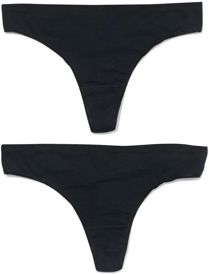 HEMA Damesstring Katoen 2 Stuks Zwart