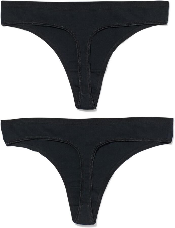 HEMA Damesstring Katoen 2 Stuks Zwart - Foto 2