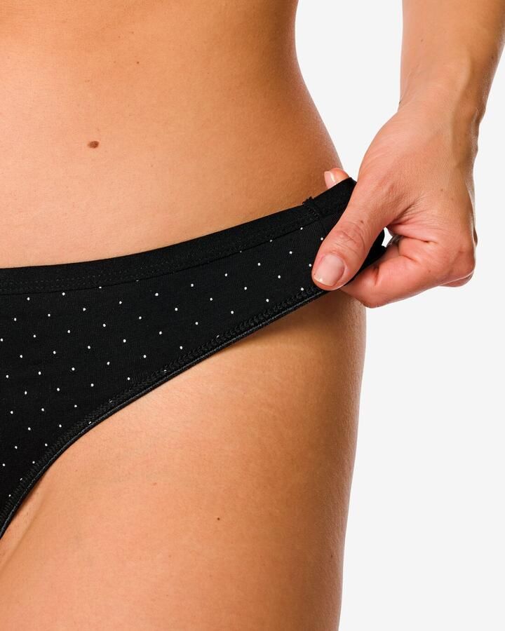 HEMA Damesstring Katoen 2 Stuks Zwart wit (zwart wit)