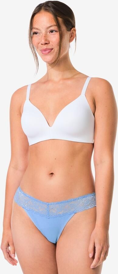 HEMA Damesstring Katoen Met Kant Blauw (blauw)