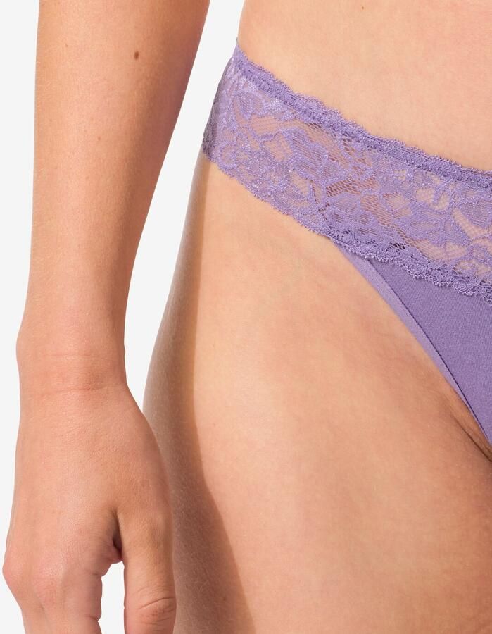 HEMA Damesstring Katoen Met Kant Lichtpaars (lichtpaars) - Foto 2