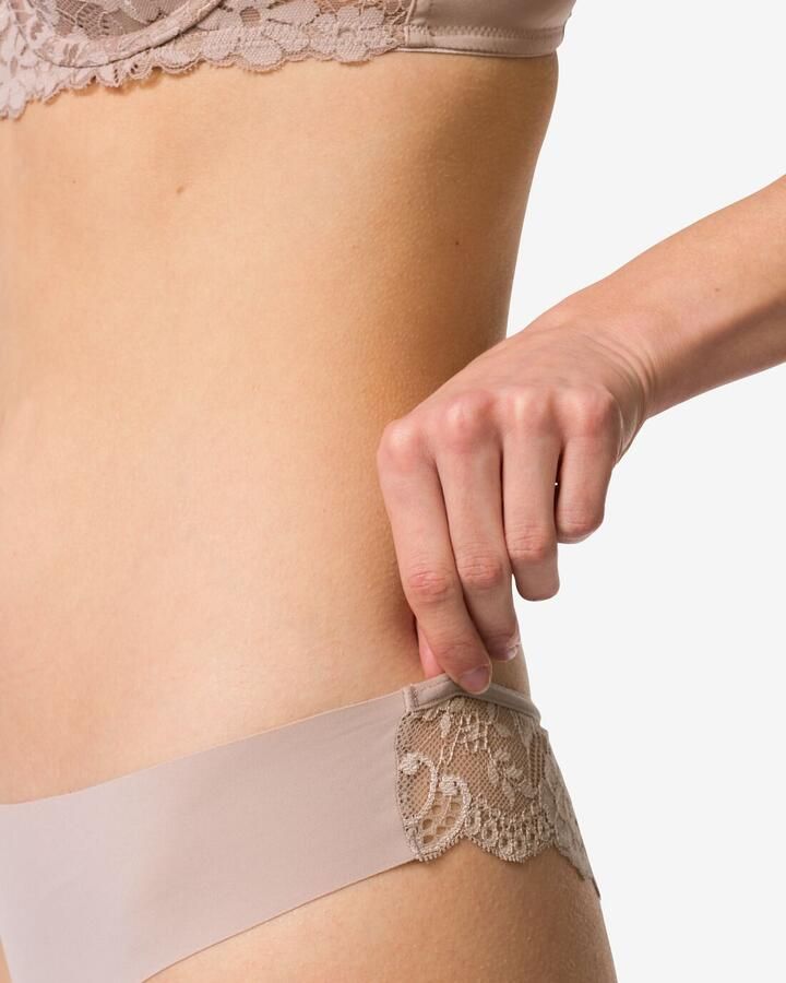 HEMA Damesstring Micro Lasercut Met Kant Beige (beige)