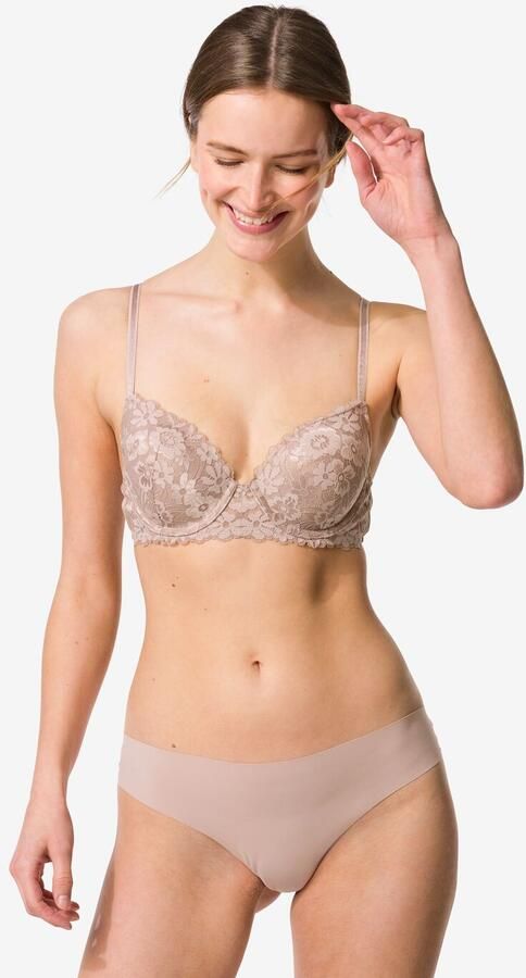 HEMA Damesstring Micro Lasercut Met Kant Beige (beige) - Foto 2
