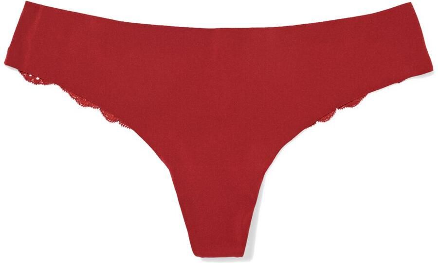 HEMA Damesstring Micro Lasercut Met Kant Donkerrood (donkerrood)