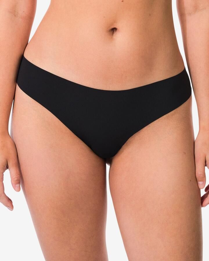HEMA Damesstring Micro Lasercut Met Kant Zwart (zwart)