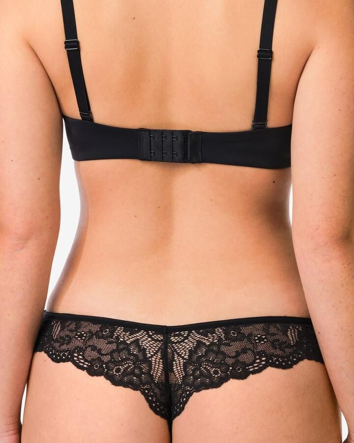HEMA Damesstring Micro Lasercut Met Kant Zwart (zwart) - Foto 2