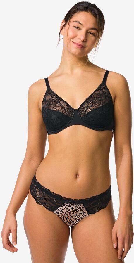 HEMA Damesstring Micro Met Kant Luipaard Naturel (naturel) - Foto 2