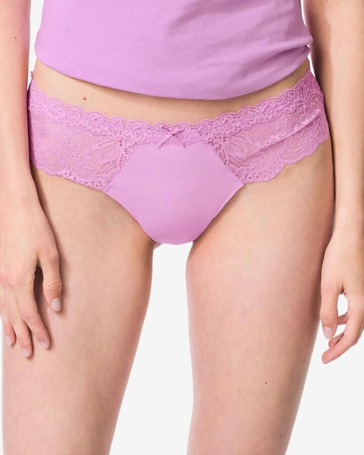 HEMA Damesstring Micro Met Kant Paars (paars)