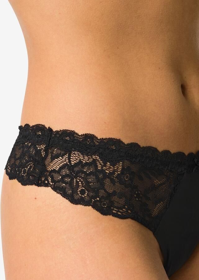 HEMA Damesstring Micro Met Kant Zwart (zwart) - Foto 2