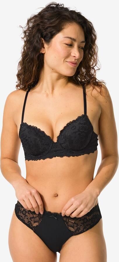 HEMA Damesstring Micro Met Kant Zwart (zwart) - Foto 2