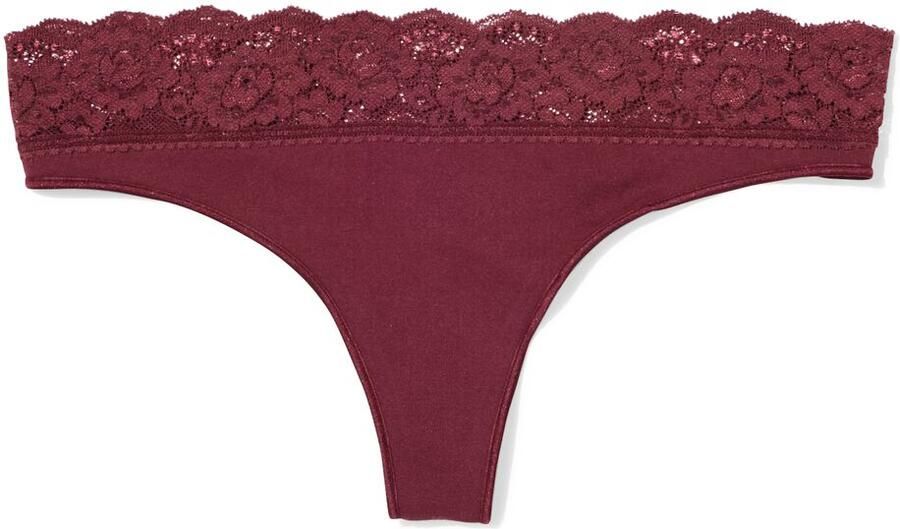 HEMA Damesstring Naadloos Micro Met Kant Bordeauxrood (bordeauxrood) - Foto 3