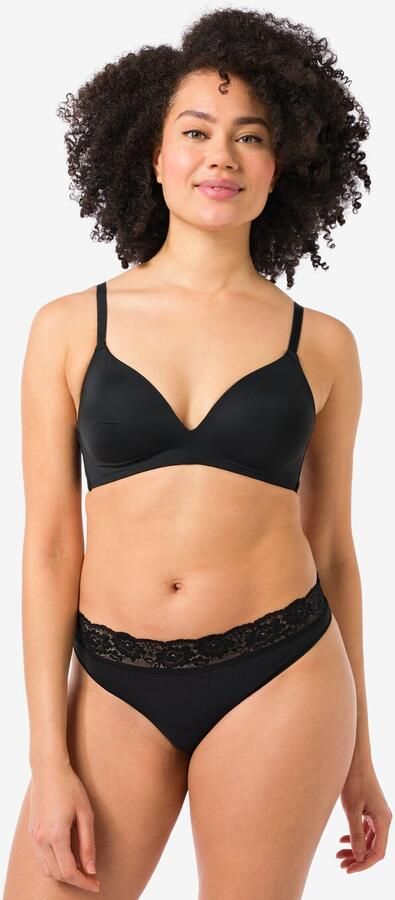 HEMA Damesstring Naadloos Micro Met Kant Zwart (zwart) - Foto 2