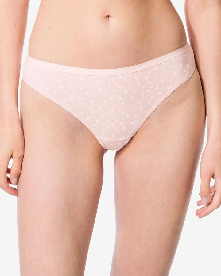 HEMA Damesstrings Katoen Bloemen 2 Stuks Lichtroze (lichtroze)