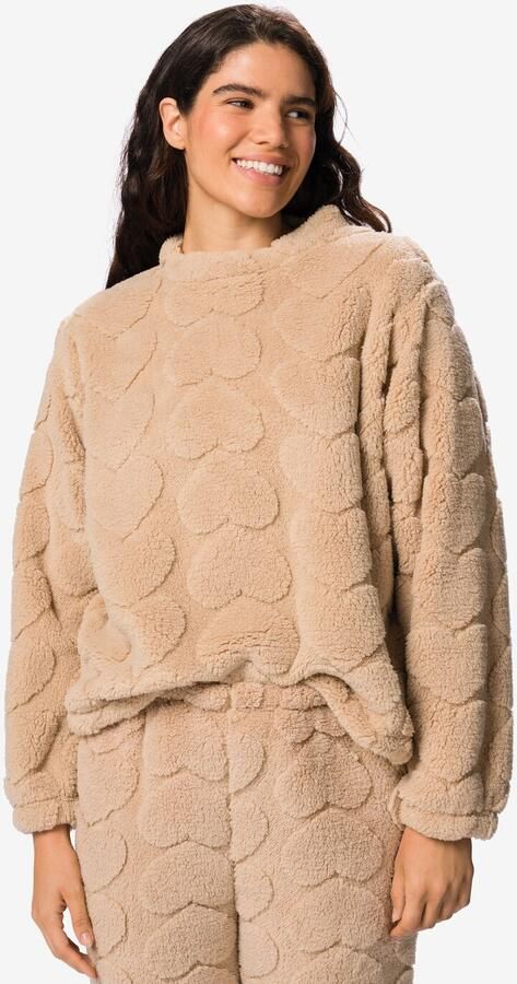 HEMA Damestop Teddy Hartjes Lichtbruin