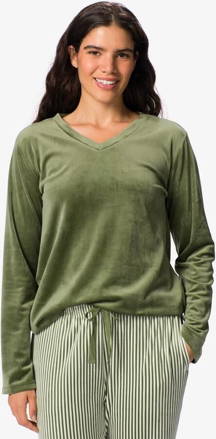 HEMA Damestop Velours Groen