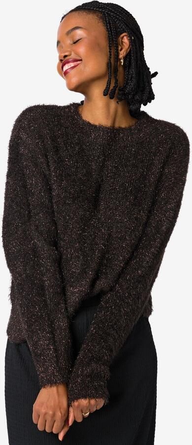 HEMA Damestrui Gebreid Flora Glitter Donkerbruin (donkerbruin) - Foto 2