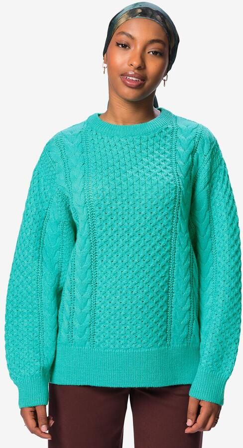 HEMA Damestrui Zelda Kabel Grofgebreid Acryl Turquoise