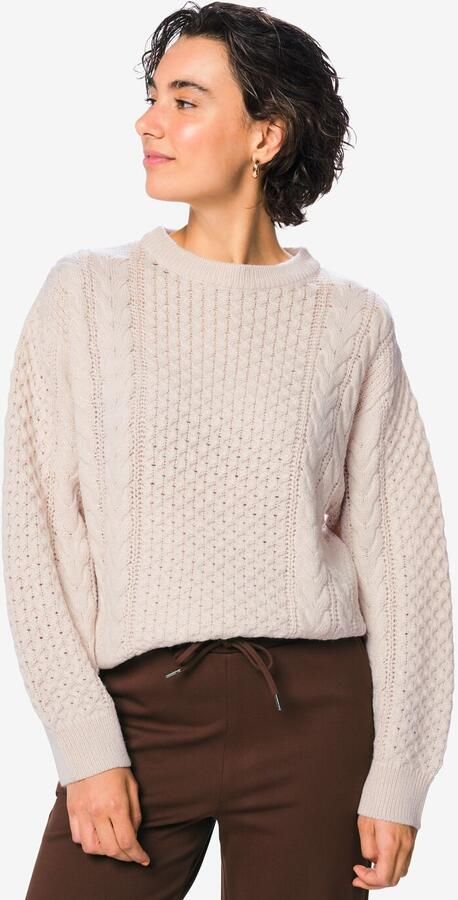 HEMA Damestrui Zelda Kabel Grofgebreid Beige
